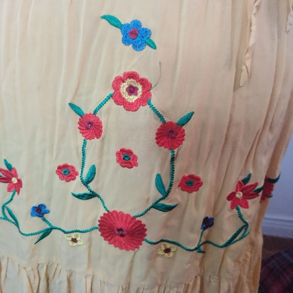 Red Dot Boutique Yellow Campesina type dress 1X - Picture 5 of 5
